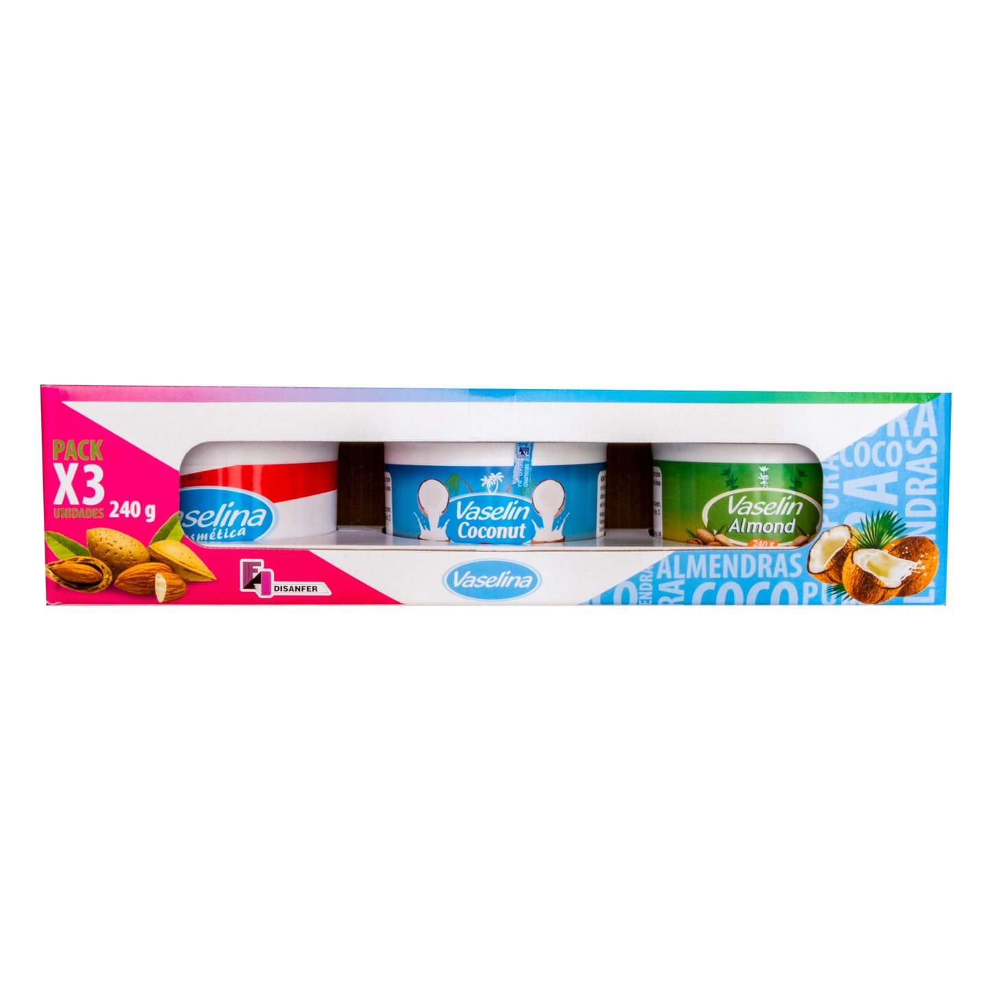 kit de vaselinas x3 ( almendras, coco y cosmética)